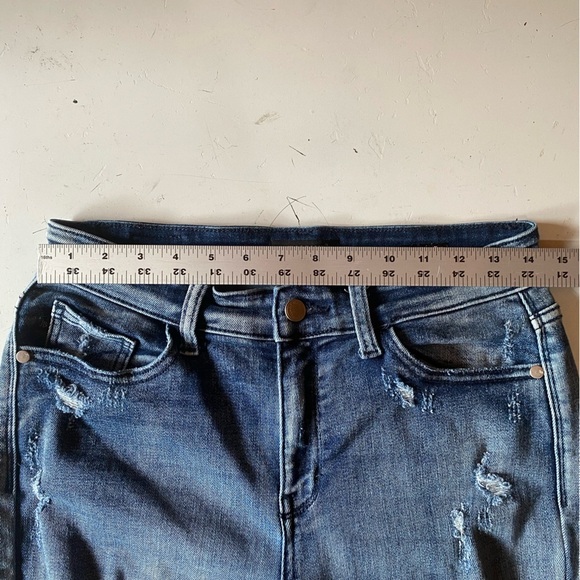 Judy Blue Womens Jeans, Medium Blue, Destroyed Detail, Boyfriend Fit, Size 28 - Picture 7 of 8